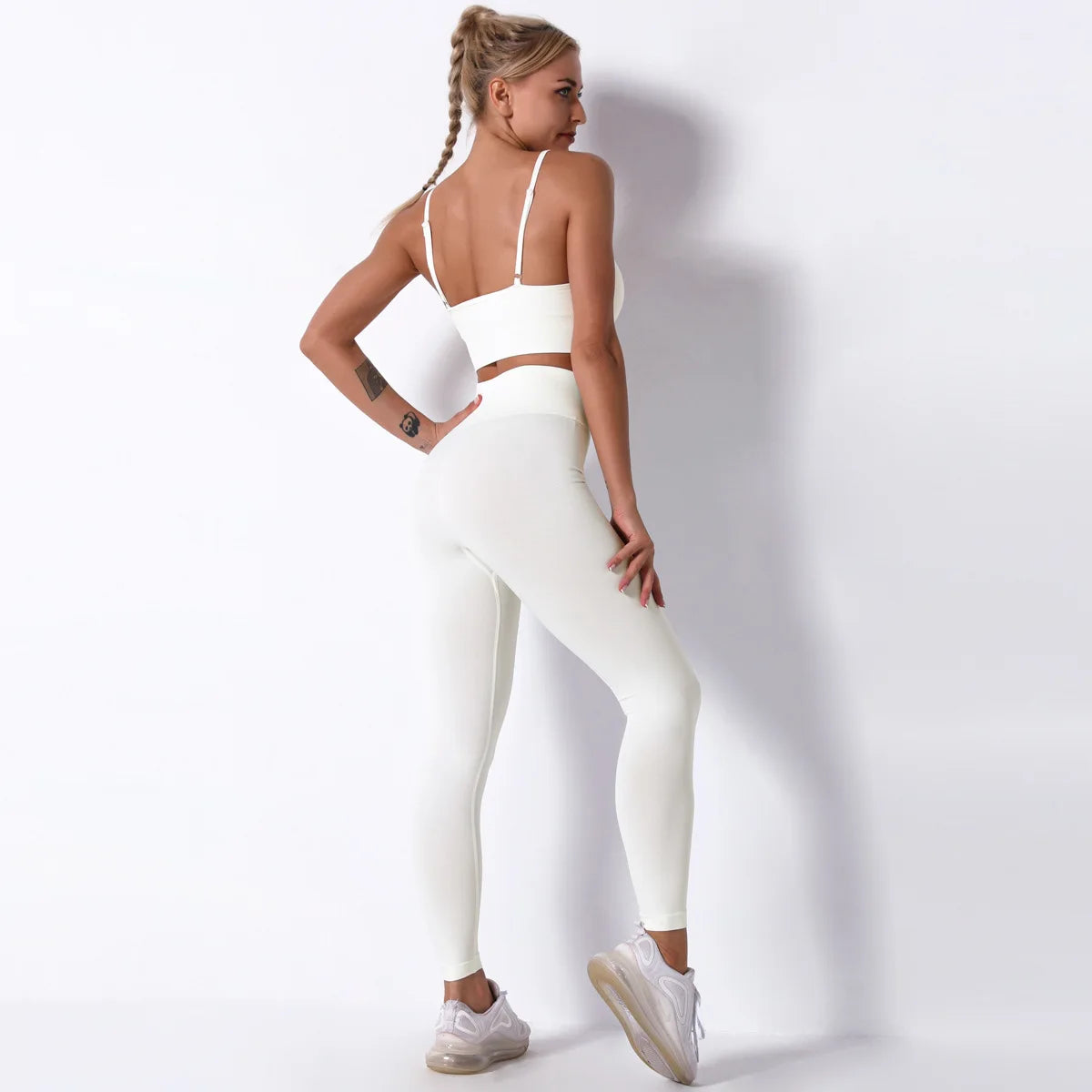 Conjunto de Yoga Feminino – Conjunto Esportivo Sexy Sem Costura para Mulheres, Roupas de Academia, Leggings Fitness, Traje de Corrida e Treinamento