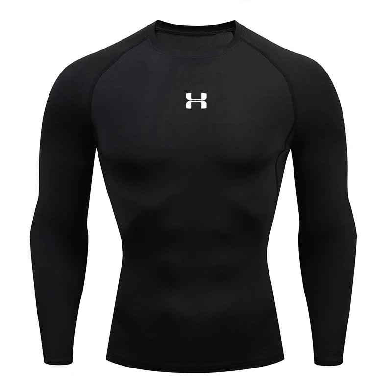 Camisa de Compressão Masculina para Corrida – T-shirt de Manga Longa, Ideal para Academia e Treinos, Suéter de Corrida, Roupa Esportiva Masculina, Camisa Atlética para Jogging