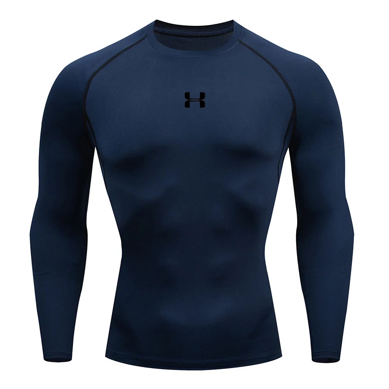 Camisa de Compressão Masculina para Corrida – T-shirt de Manga Longa, Ideal para Academia e Treinos, Suéter de Corrida, Roupa Esportiva Masculina, Camisa Atlética para Jogging
