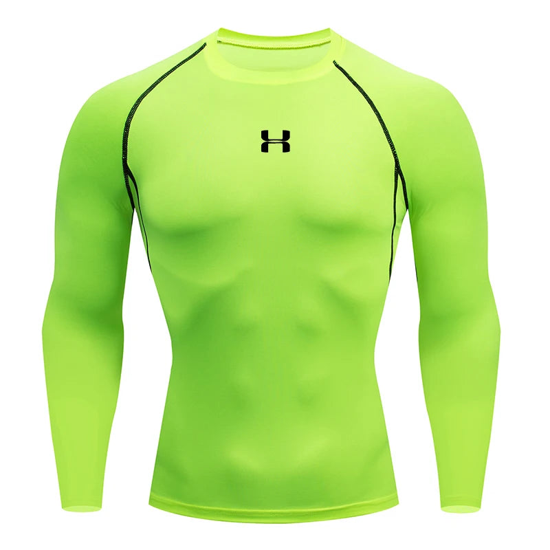 Camisa de Compressão Masculina para Corrida – T-shirt de Manga Longa, Ideal para Academia e Treinos, Suéter de Corrida, Roupa Esportiva Masculina, Camisa Atlética para Jogging