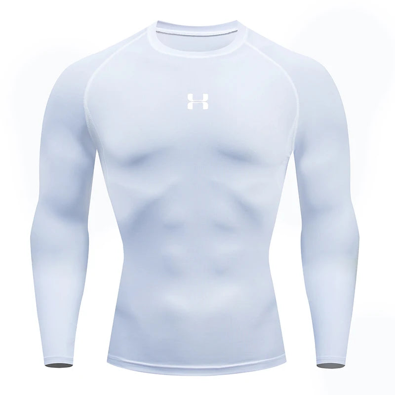 Camisa de Compressão Masculina para Corrida – T-shirt de Manga Longa, Ideal para Academia e Treinos, Suéter de Corrida, Roupa Esportiva Masculina, Camisa Atlética para Jogging