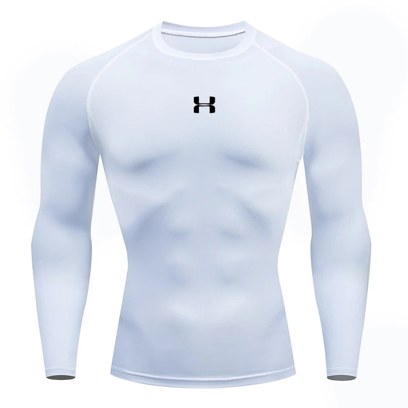 Camisa de Compressão Masculina para Corrida – T-shirt de Manga Longa, Ideal para Academia e Treinos, Suéter de Corrida, Roupa Esportiva Masculina, Camisa Atlética para Jogging