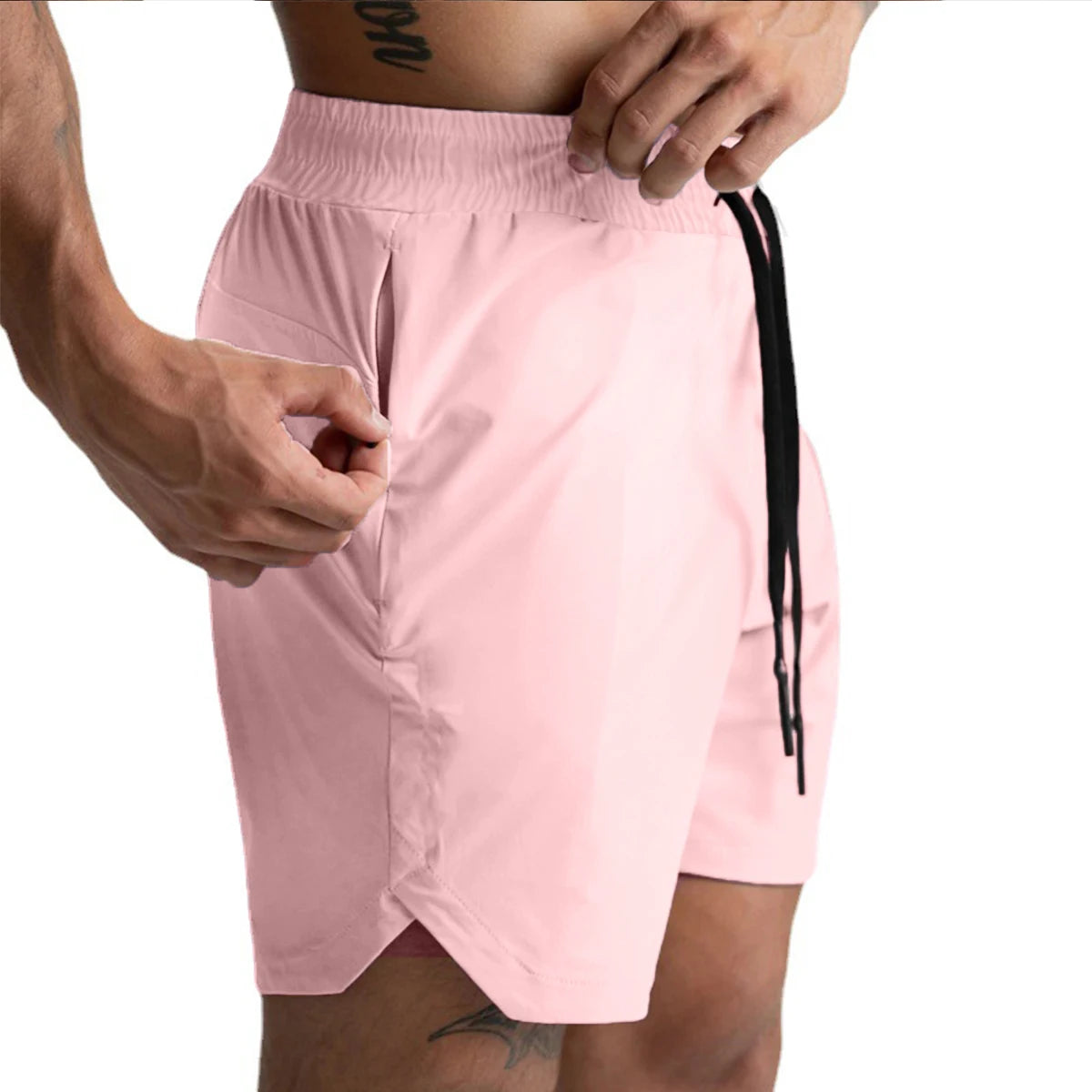 Bermuda Masculina 2025 - Woven de Secagem Rápida, Cor Sólida, Casual e Confortável para Corrida e Fitness