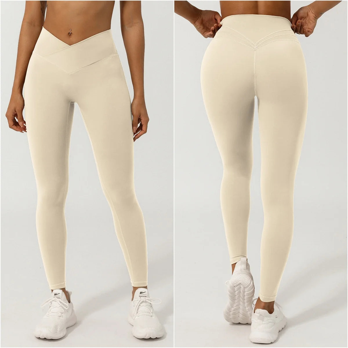 Legging Feminina Seamless - Cintura Alta V Cross, Levanta Bumbum, Secagem Rápida, Fitness, Yoga e Corrida
