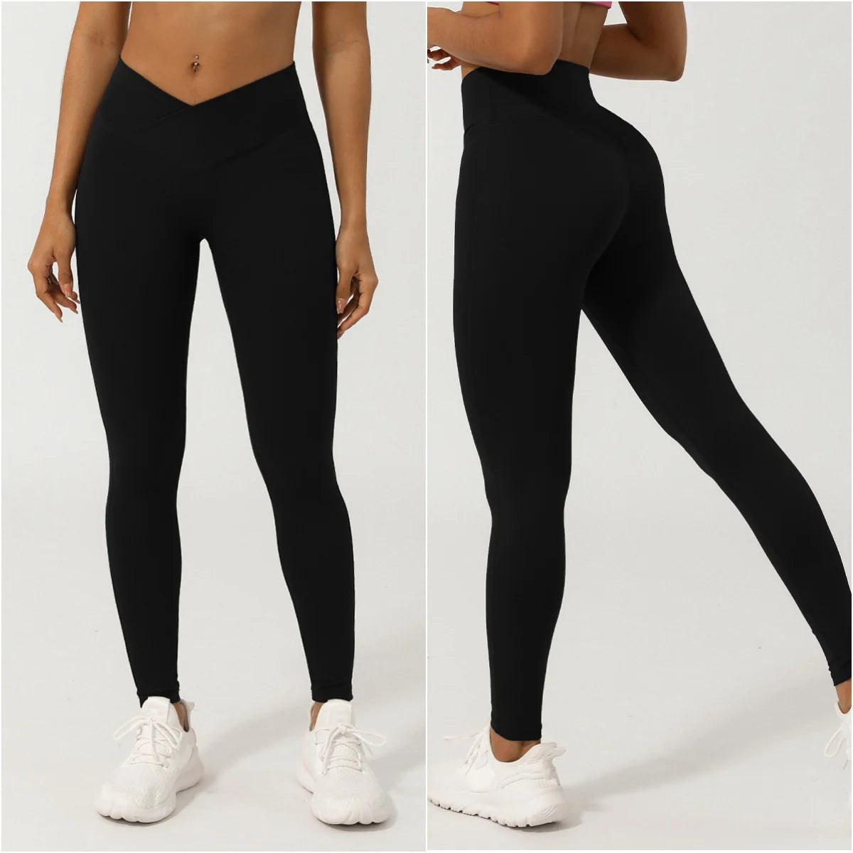 Legging Feminina Seamless - Cintura Alta V Cross, Levanta Bumbum, Secagem Rápida, Fitness, Yoga e Corrida