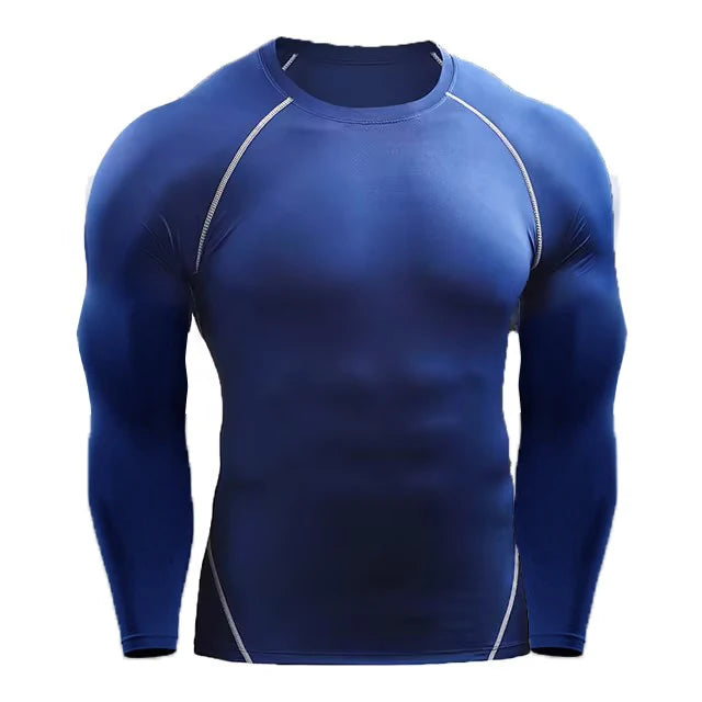 Camiseta de Manga Longa Compressora Masculina - Camiseta Elástica para Treinamento, Academia e Corrida