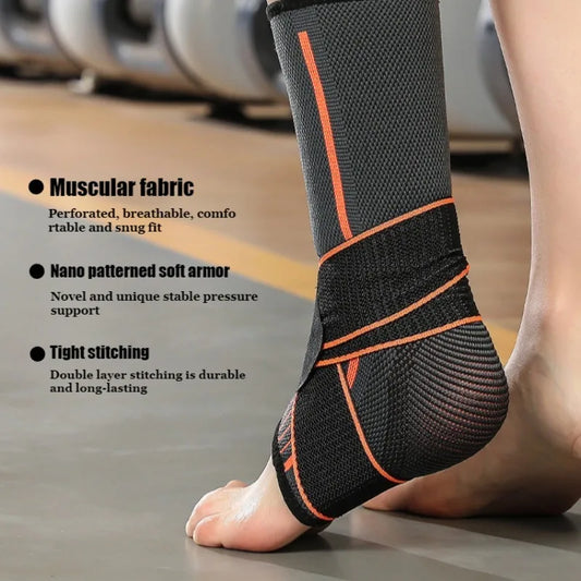 Tornozeleira Esportiva - Bandagem Compressiva, Suporte para Tornozelo, Cinta Elástica, Proteção para Esportes e Academia