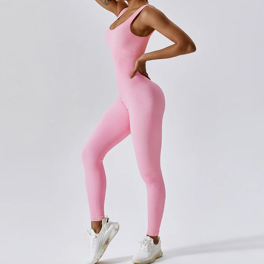 Macacão Fitness Seamless de Primavera - Yoga, Dança, Compressão Abdominal, Treino e Esportes