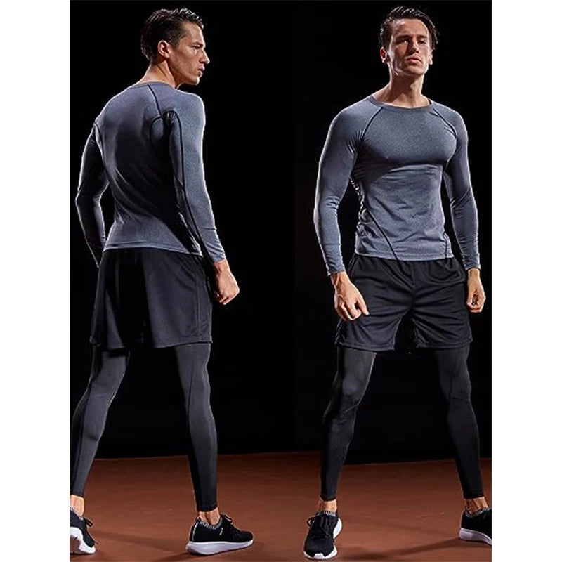 Camiseta de Manga Longa Compressora Masculina - Camiseta Elástica para Treinamento, Academia e Corrida