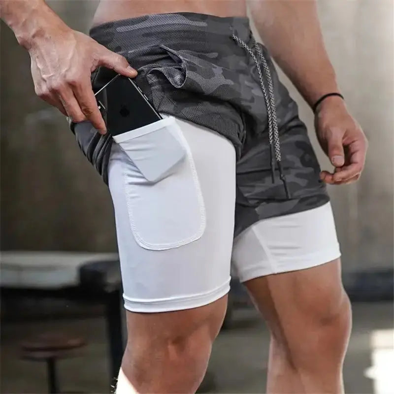Shorts Masculino para Corrida 2 em 1 - Secagem Rápida, Duplo Forro, Academia, Fitness, Treino e Esportes
