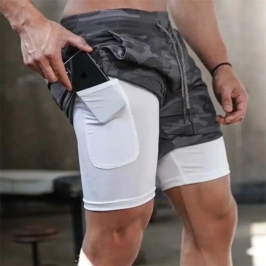 Shorts Masculino para Corrida 2 em 1 - Secagem Rápida, Duplo Forro, Academia, Fitness, Treino e Esportes