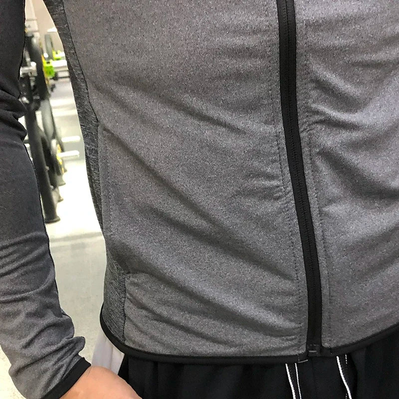 Jaqueta de Esporte Masculina com Capô e Zíper - Camiseta de Inverno e Outono para Corrida, Fitness e Academia, Roupas Esportivas 2025