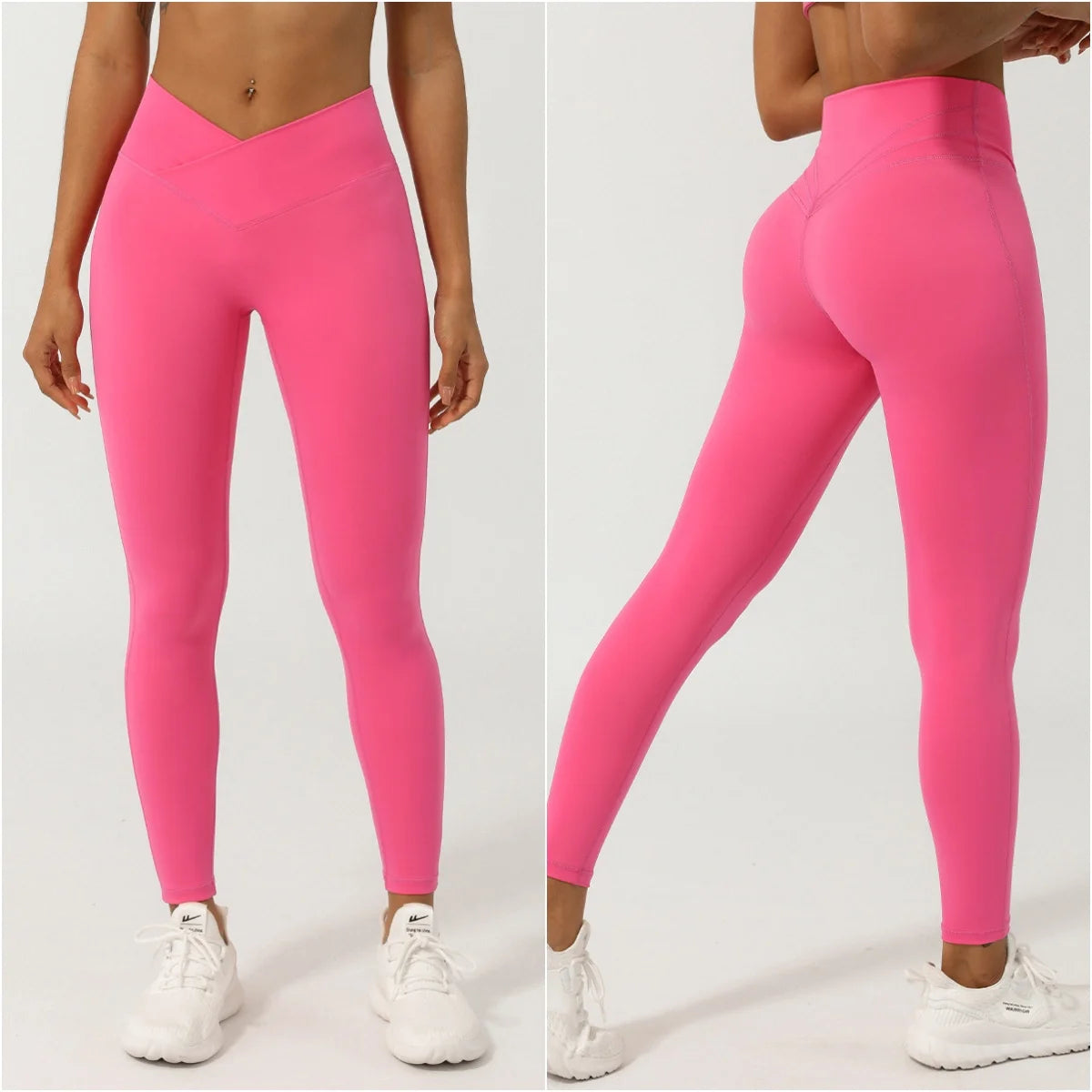 Legging Feminina Seamless - Cintura Alta V Cross, Levanta Bumbum, Secagem Rápida, Fitness, Yoga e Corrida