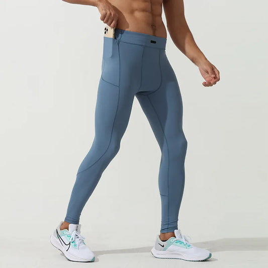 Calças de Compressão Masculinas Dry Fit para Corrida – Leggings de Academia com Bolso para Celular, Calças de Treinamento, Roupas Esportivas para Fitness