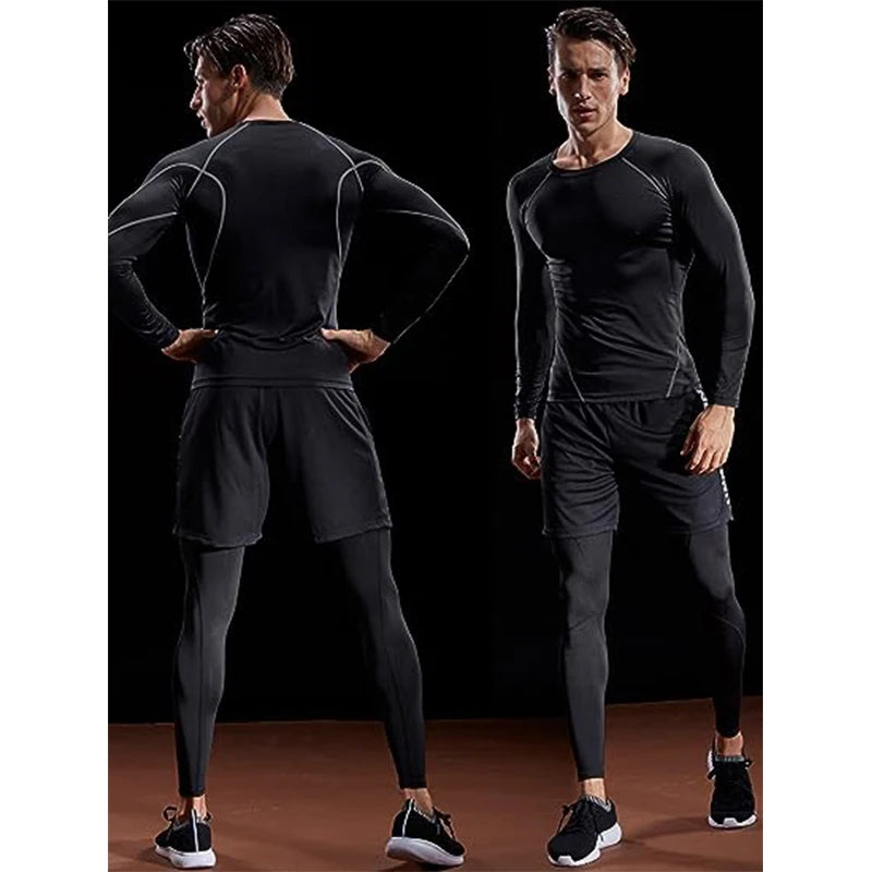 Camiseta de Manga Longa Compressora Masculina - Camiseta Elástica para Treinamento, Academia e Corrida