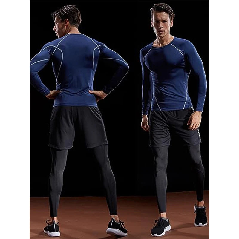 Camiseta de Manga Longa Compressora Masculina - Camiseta Elástica para Treinamento, Academia e Corrida