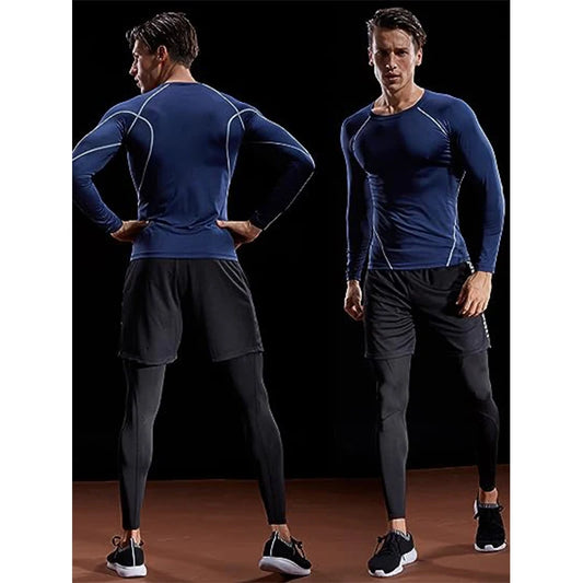 Camiseta de Manga Longa Compressora Masculina - Camiseta Elástica para Treinamento, Academia e Corrida