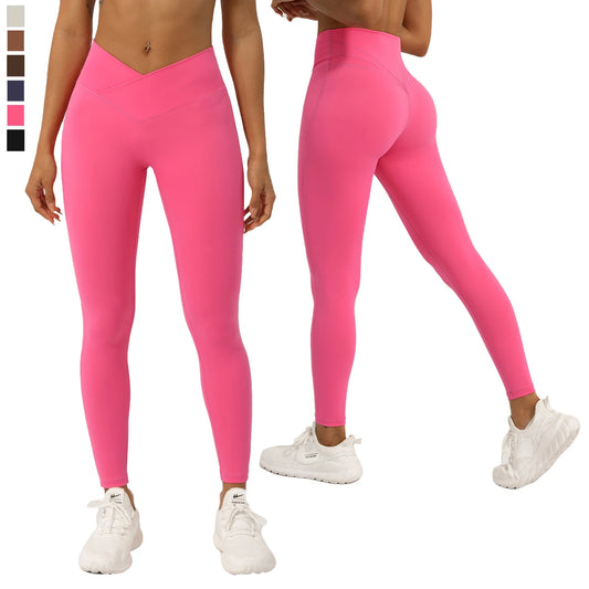 Legging Feminina Seamless - Cintura Alta V Cross, Levanta Bumbum, Secagem Rápida, Fitness, Yoga e Corrida