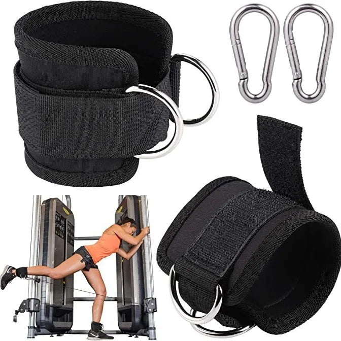 Tornozeleira de Treino Ajustável - Strap com D-Ring, Suporte para Pernas, Exercícios de Força, Polia, Segurança para Academia e Abdução