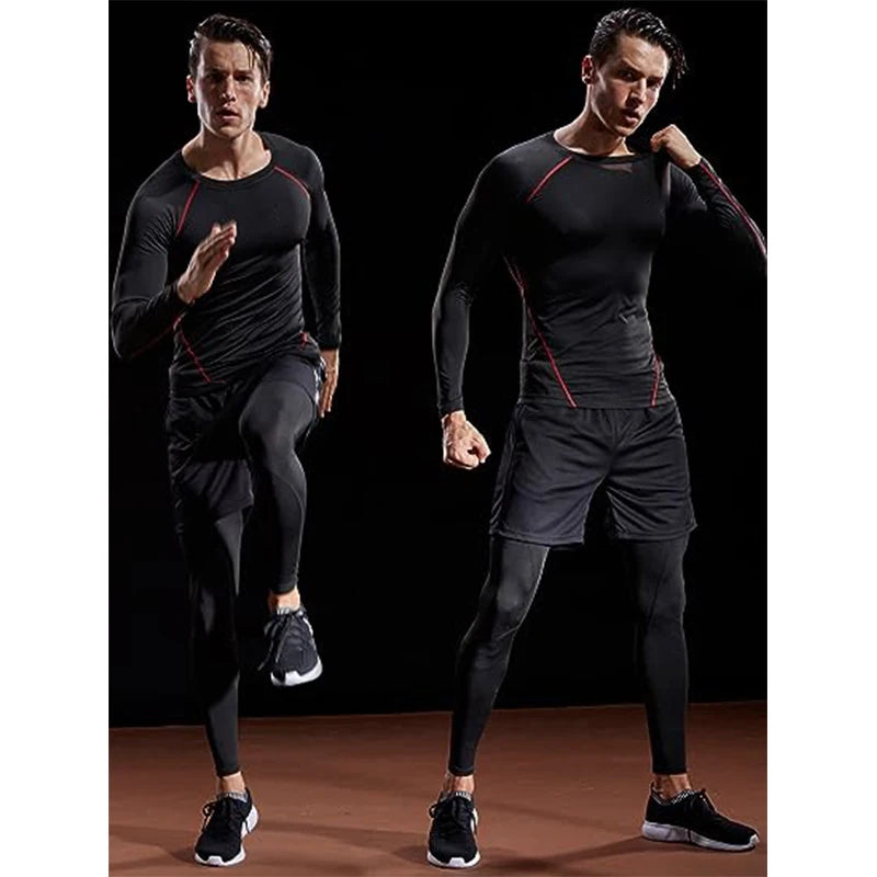 Camiseta de Manga Longa Compressora Masculina - Camiseta Elástica para Treinamento, Academia e Corrida
