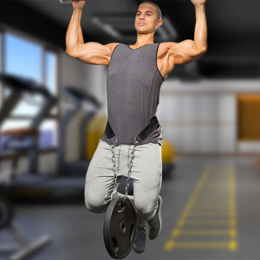 Cinto de Musculação com Corrente - Suporte para Barra Fixa, Paralelas, Agachamento e Treino de Força