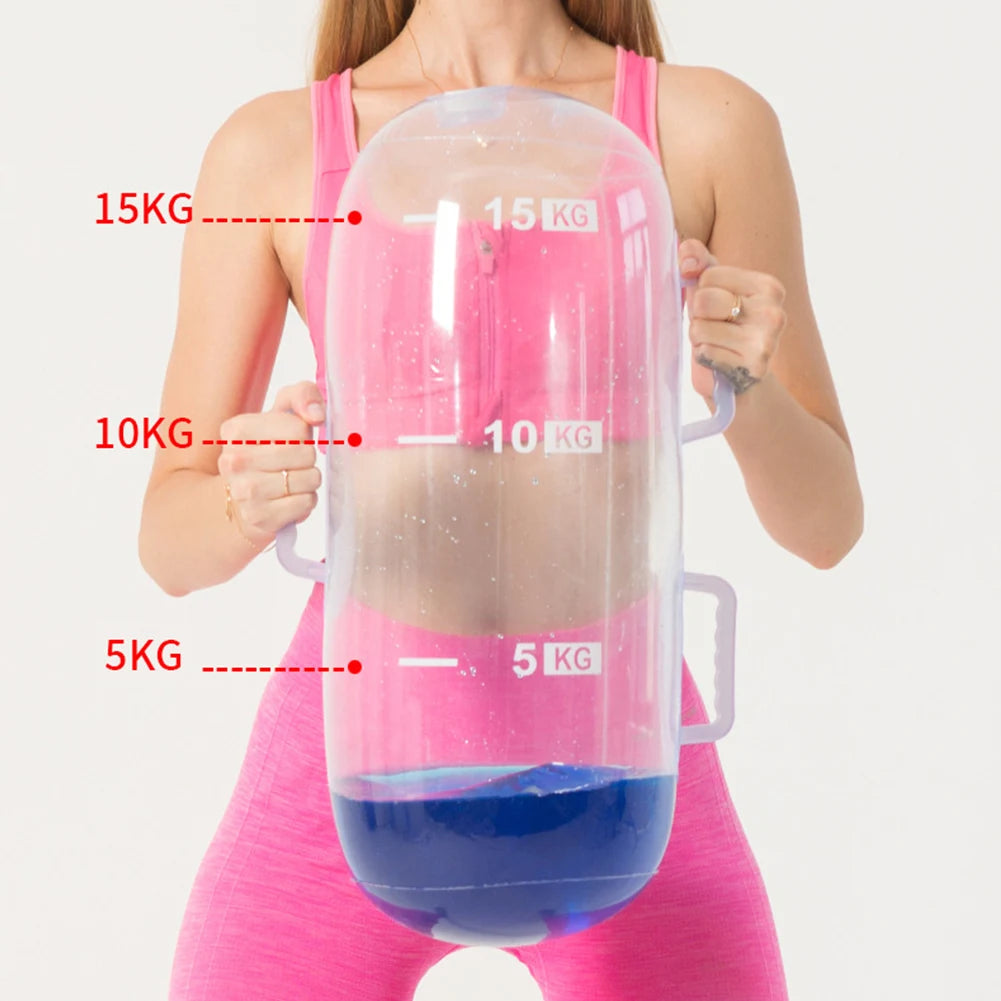 Bolsa de Treinamento Aqua Bag - Peso Ajustável 5/10/15Kg, Equipamento de Fitness com Água, Substituto de Saco de Areia para Treino de Força