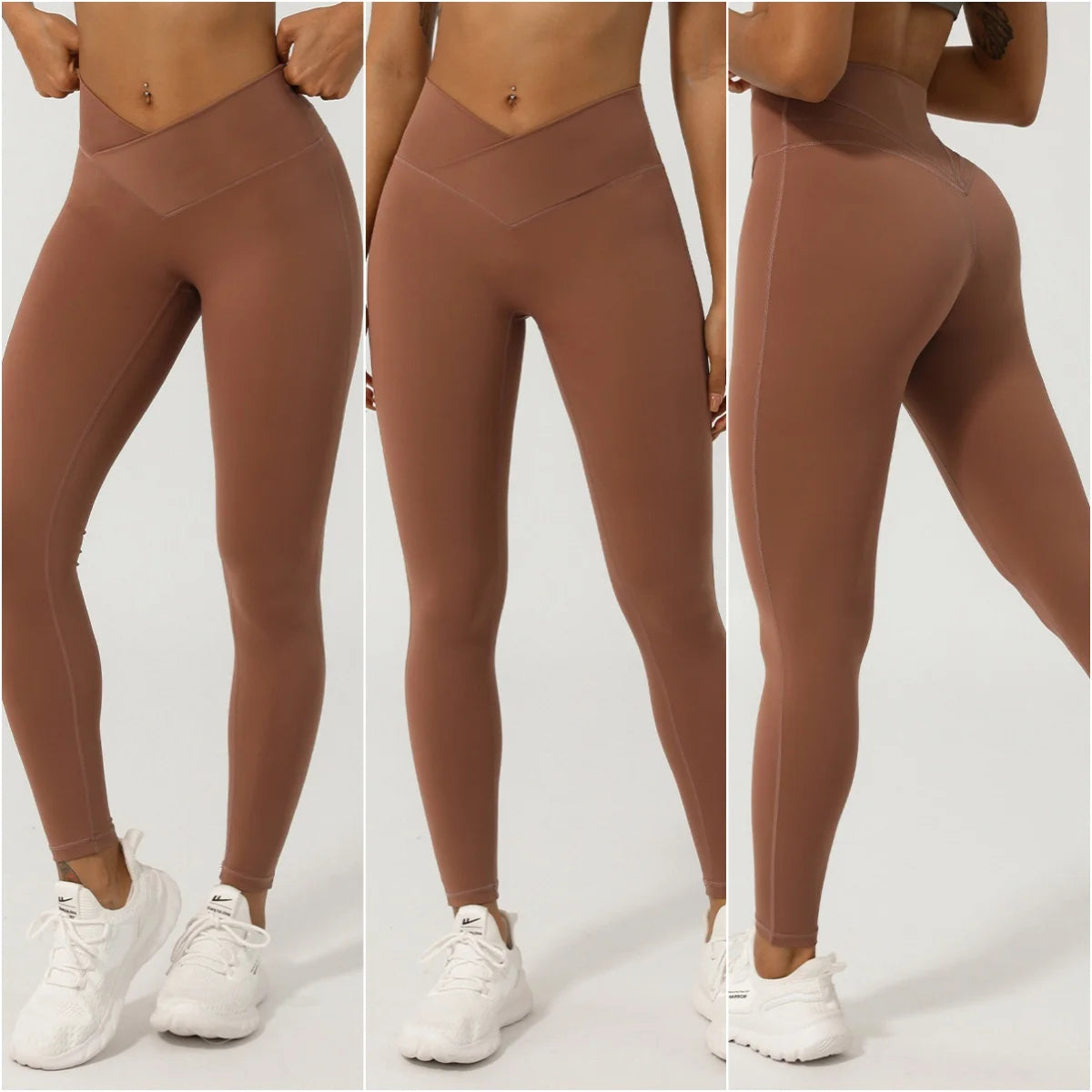 Legging Feminina Seamless - Cintura Alta V Cross, Levanta Bumbum, Secagem Rápida, Fitness, Yoga e Corrida