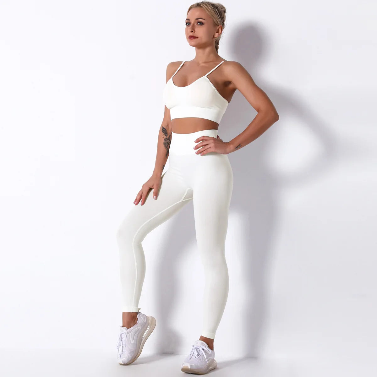 Conjunto de Yoga Feminino – Conjunto Esportivo Sexy Sem Costura para Mulheres, Roupas de Academia, Leggings Fitness, Traje de Corrida e Treinamento