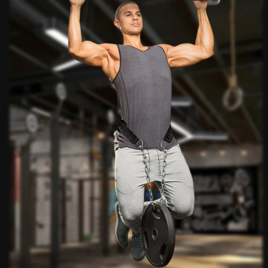 Cinto de Musculação com Corrente - Suporte para Barra Fixa, Paralelas, Agachamento e Treino de Força