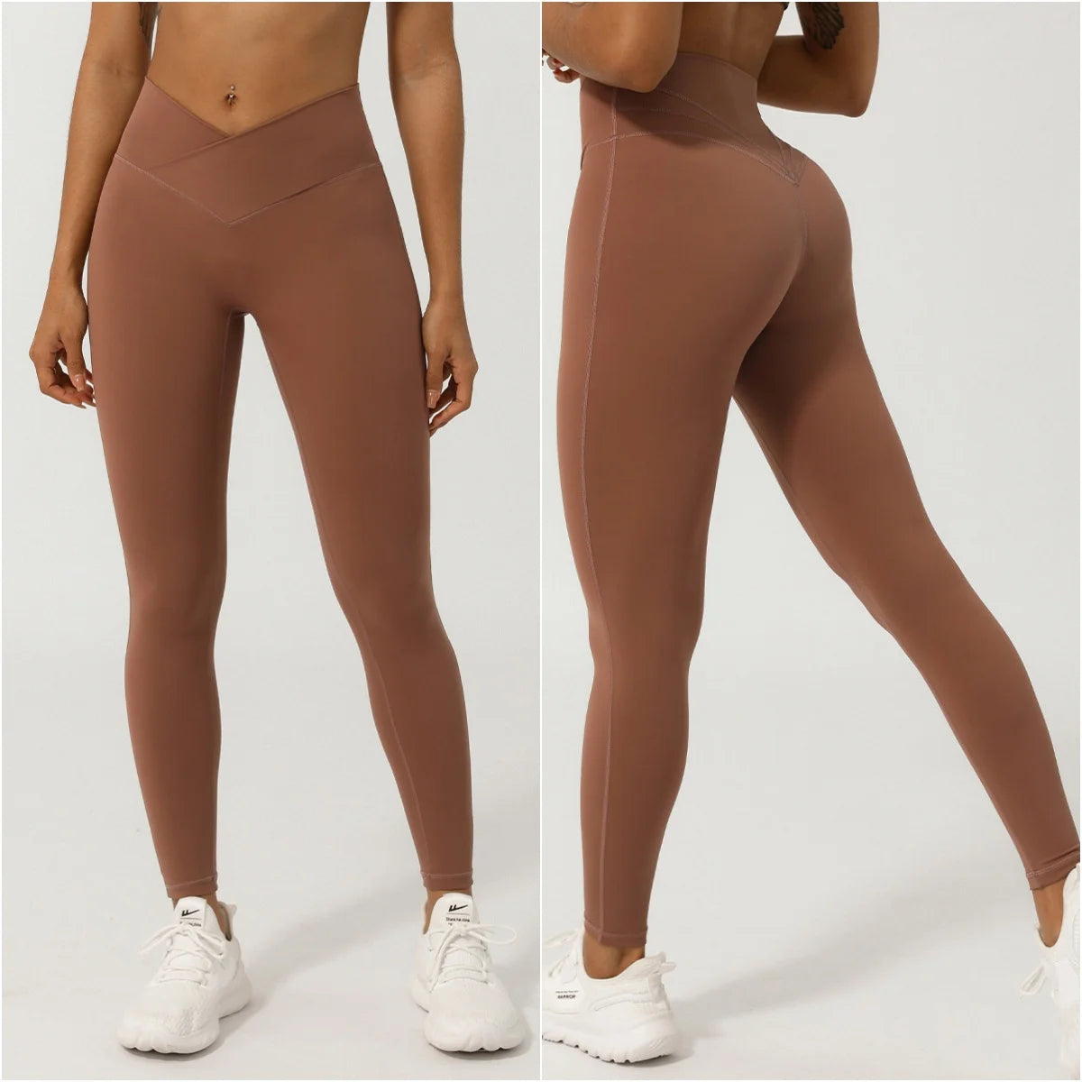 Legging Feminina Seamless - Cintura Alta V Cross, Levanta Bumbum, Secagem Rápida, Fitness, Yoga e Corrida