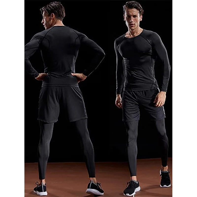 Camiseta de Manga Longa Compressora Masculina - Camiseta Elástica para Treinamento, Academia e Corrida