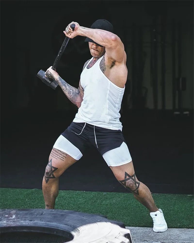 Shorts Masculino para Corrida 2 em 1 - Secagem Rápida, Duplo Forro, Academia, Fitness, Treino e Esportes