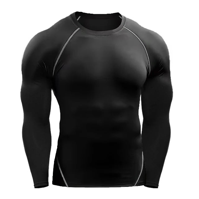 Camiseta de Manga Longa Compressora Masculina - Camiseta Elástica para Treinamento, Academia e Corrida