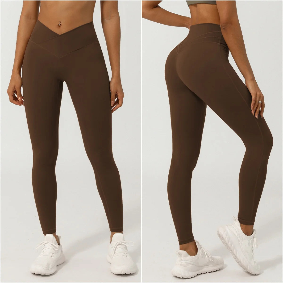 Legging Feminina Seamless - Cintura Alta V Cross, Levanta Bumbum, Secagem Rápida, Fitness, Yoga e Corrida