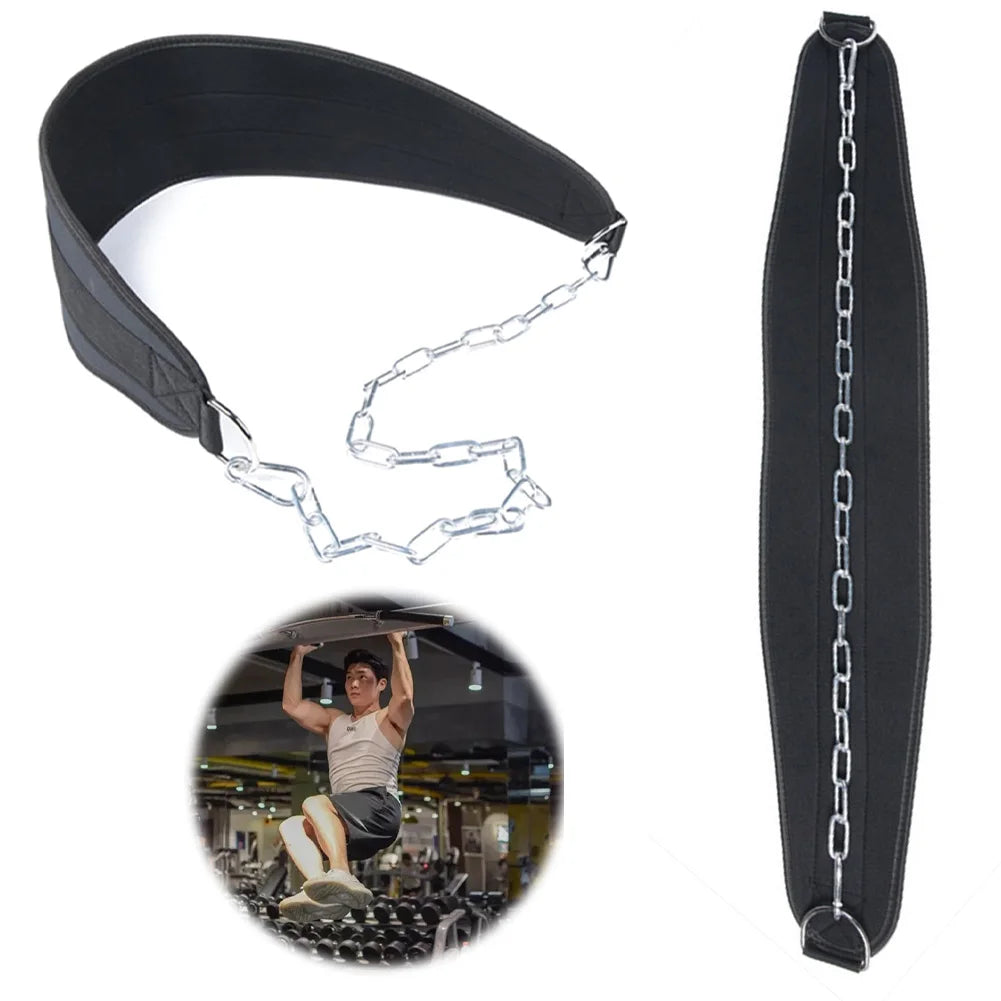 Cinto de Musculação com Corrente - Suporte para Barra Fixa, Paralelas, Agachamento e Treino de Força