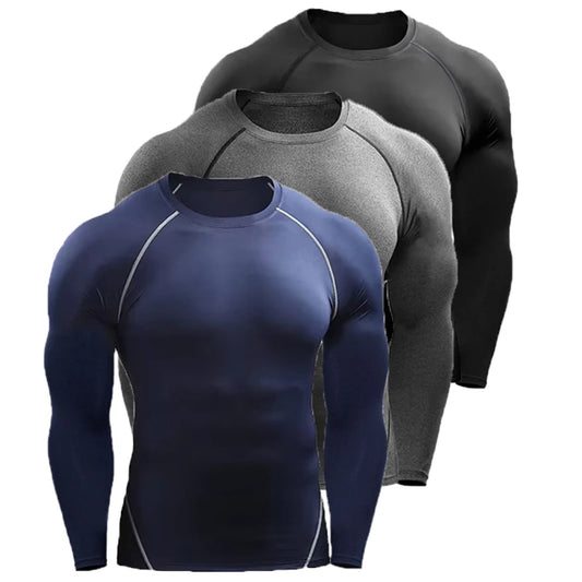 Camiseta de Manga Longa Compressora Masculina - Camiseta Elástica para Treinamento, Academia e Corrida