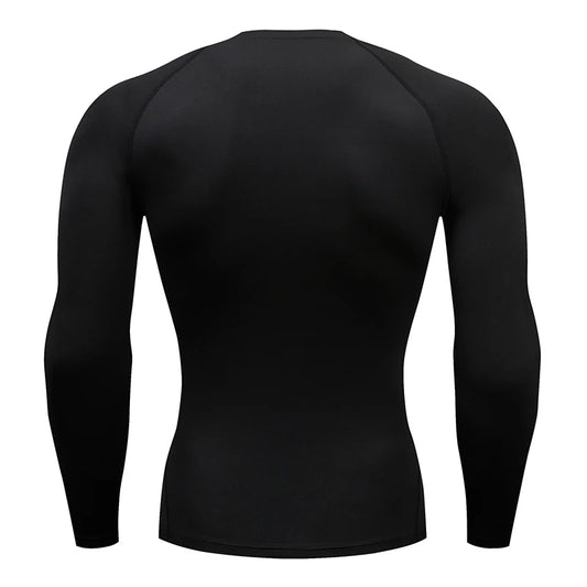 Camisa de Compressão Masculina para Corrida – T-shirt de Manga Longa, Ideal para Academia e Treinos, Suéter de Corrida, Roupa Esportiva Masculina, Camisa Atlética para Jogging